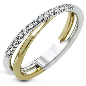 Crossed Double Band CZ Ring Gold Silver Two-Tone Options