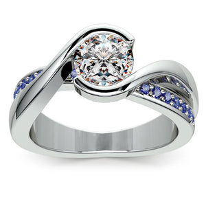 Clear Round Stone Blue Accent Crossover Ring Jewelry Accessory