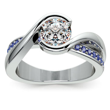 Clear Round Stone Blue Accent Crossover Ring Jewelry Accessory