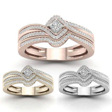Chevron Double Band Ring Set In Three Metal Tones Jewelry