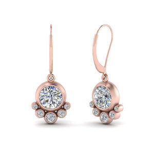 Rose Gold Tone Round Floral Cluster Drop Earrings Jewelry Accessory