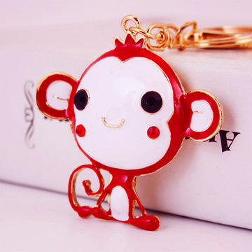 Cartoon Monkey Metal Keychain With Split Ring And Lobster Clasp