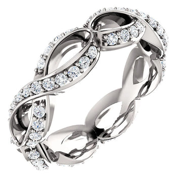 Silver Tone Infinity Link Band Ring with Clear Stones