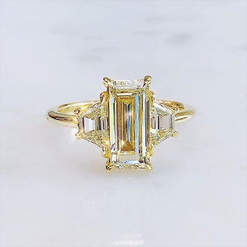Clear Geometric Baguette Cluster Ring in Gold Tone