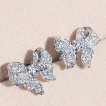 Pave Butterfly Stud Earrings And Pendant Necklaces In Three Tones