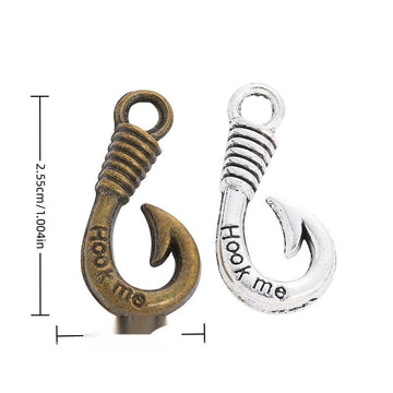 Hook Me Curved Fishhook Metal Charms in Two Finishes