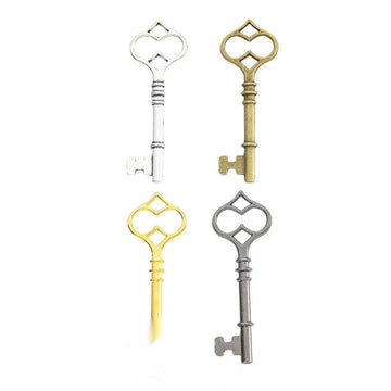 Heart Top Skeleton Key Charm Pendants in Four Finishes