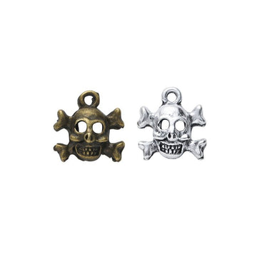 Skull and Crossbones Metal Charms in Two Finishes for Jewelry Making