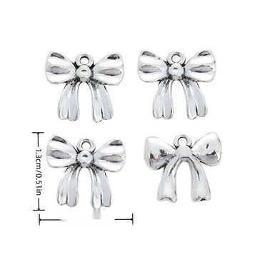 Classic Ribbon Bow Alloy Charm in Antique Silver Finish
