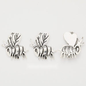 Striped Bee Charm Metal Pendant for Jewelry Making