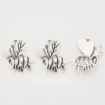 Striped Bee Charm Metal Pendant for Jewelry Making