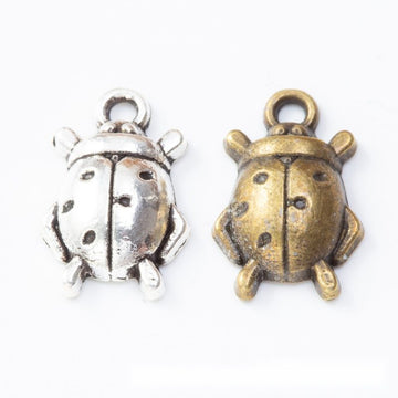 Dimensional Ladybug Metal Charms in Two Antique Finishes