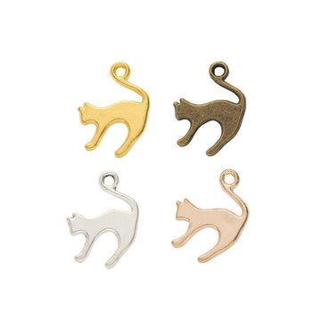 Smooth Cat Silhouette Pendants in 4 Metal Finish Options