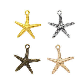 Textured Starfish Metal Charm In 4 Finish Options for Jewelry Making