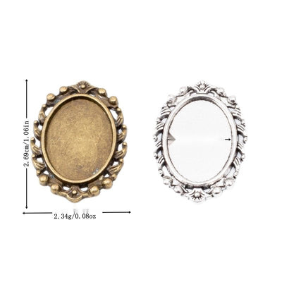 Grouped front views of oval bezel settings
