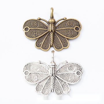 Detailed Butterfly Metal Charm in 2 Distinct Finishes for Jewelry Making