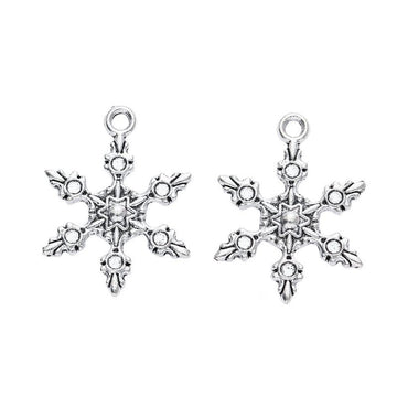 Antique Silver Dendrite Snowflake Charm with Cutout Details