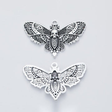 Detailed Moth Charms in Antique Gold and Antique Silver