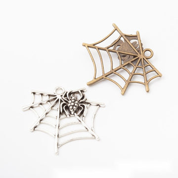 Spider And Web Charm In 2 Metal Finishes For Jewelry Making