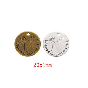 Dandelion Wish Disc Charm Metal Pendant for Jewelry Making