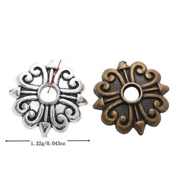 Openwork Floral Pattern Bead Caps in Two Antique Finishes