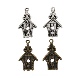 Ornate Birdhouse Charm Metal Pendant for Jewelry Making