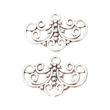 Three-Loop Scroll Connector Jewelry Connector Component in Antique Silver