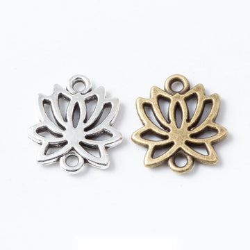 Openwork Lotus Connector Metal Jewelry Component in 2 Pictured Finishes
