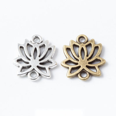Openwork Lotus Connector metal pieces shown in the available finishes.