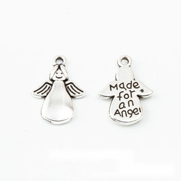 Double-Sided Angel Message Metal Charm in Antique Silver