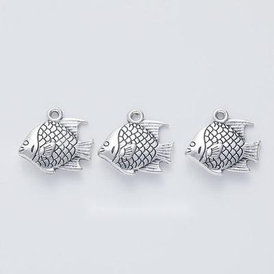 Crosshatched Fish metal piece showing overall shape and available finishes