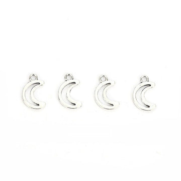 Open Crescent Frame Metal Charm for Jewelry Making in Silver