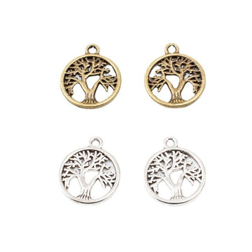Round Tree of Life Charm in 2 Metal Finishes for Jewelry Making