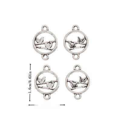 Antique Silver round leaf branch connector shown in an overview