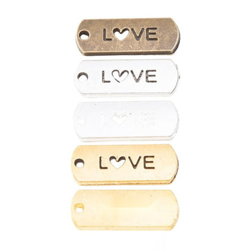 Love Heart Cutout Tag Charm Metal Jewelry Making Pieces