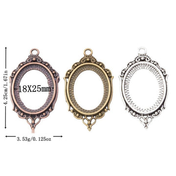 Ornate Oval 18x25mm Cabochon Setting Connector Metal Jewelry Making Component
