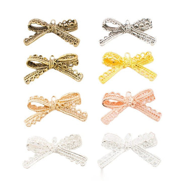 Lace Bow Metal Pendant Charms in 9 Distinct Finishes