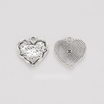 Embossed Floral Heart Metal Charm in 1 Pictured Finish