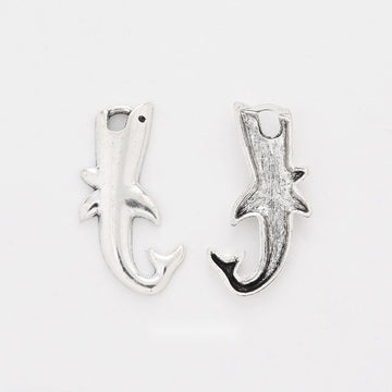 Curved Shark Charm in Antique Silver for Jewelry Making