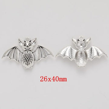 Wide Wing Bat Charm Metal Pendant for Jewelry Making