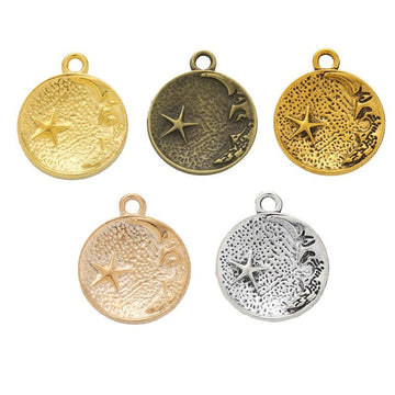 Celestial Starburst Round Disc Charm in 5 Pictured Finishes