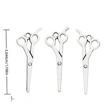 Hairdressing Scissors Metal Charms in Antique Silver