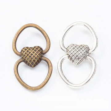 Double Loop Heart Metal Connector Charms In Two Finishes