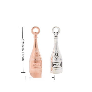 Wine Bottle Metal Charms in Silver and Rose Gold Finishes