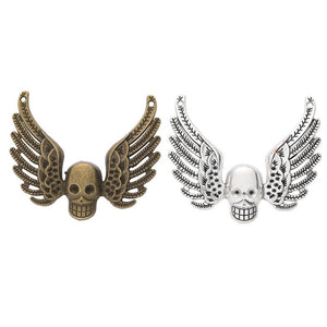 Winged Skull Connector Charm in 2 Metal Finishes for Jewelry Making