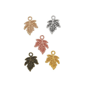 Layered Maple Leaf Charm in 6 Metal Finishes for Jewelry Making