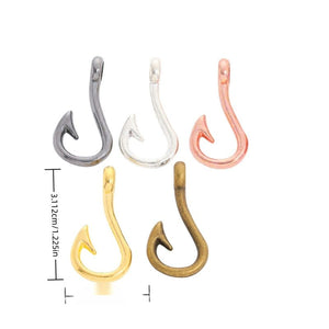 Curved Fish Hook Metal Charm Pendant For Jewelry Making
