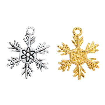 Six-Point Snowflake Charms in Gold and Antique Silver