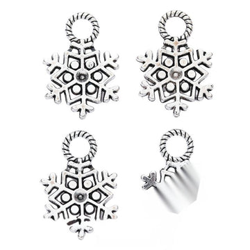 Antique Silver Openwork Snowflake Charm with Textured Loop
