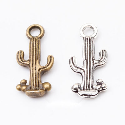Product photo 1 of the potted cactus charm highlighting its upright cactus with side arms and a rounded base